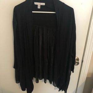 Black Cardigan with Sheer Panel on Back